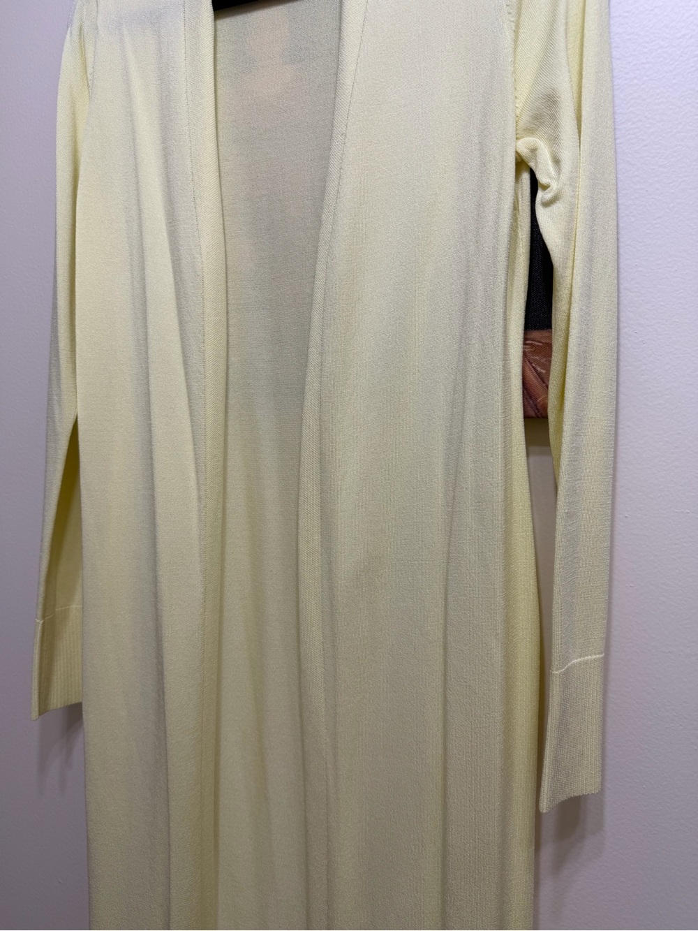 Express Light Yellow Long Open-Front Knit Robe - Picture 5 of 6